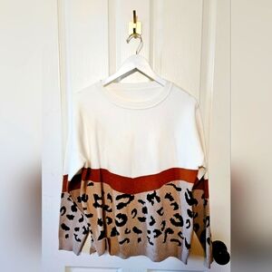 SHEIN Women's Cheetah Colorblock Sweater